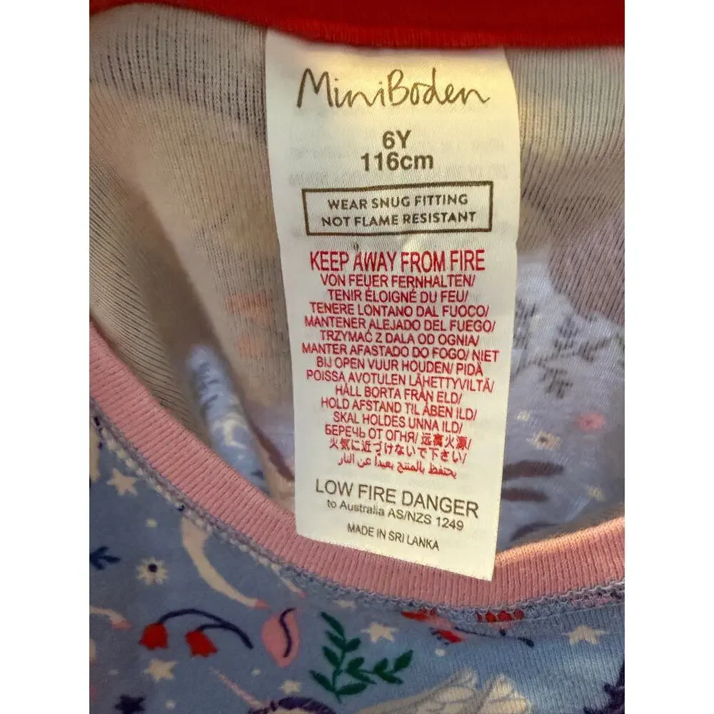 Mini Boden Pegasus Unicorn Pajamas Girls 6Y 116 Blue 2 Pc